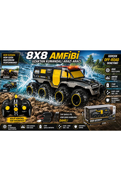 TRUST STORE 8x8 Amfibi Uzaktan Kumandalı Arazi Aracı Su Üstünde Giden 4x4 Güç...