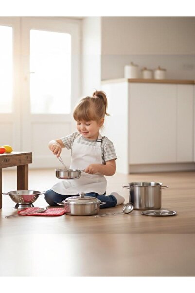 SAZE 11 Pieces Stainless Steel Toy Cookware Set Kids Kitchen Playset Educational Toy