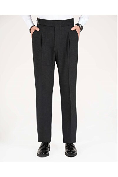 TerziAdemAltun Italian Style Slim Fit Men's Trousers with Waist Details in An...