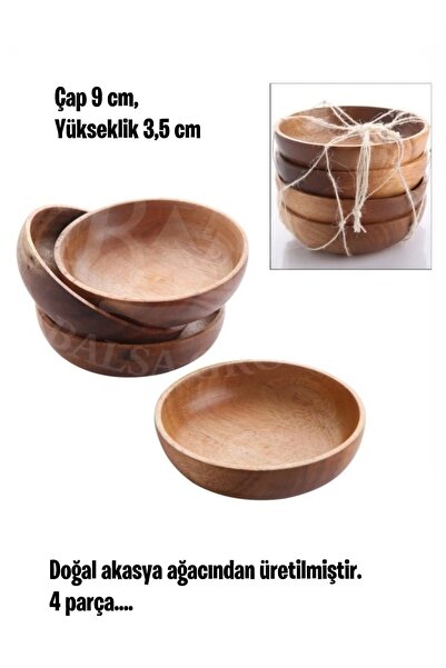 EZMK EV GEREÇLERİ Dekoratif Çerezlik Tabak, Doğal Ahşap Akasya Çerezlik 9 cm,...