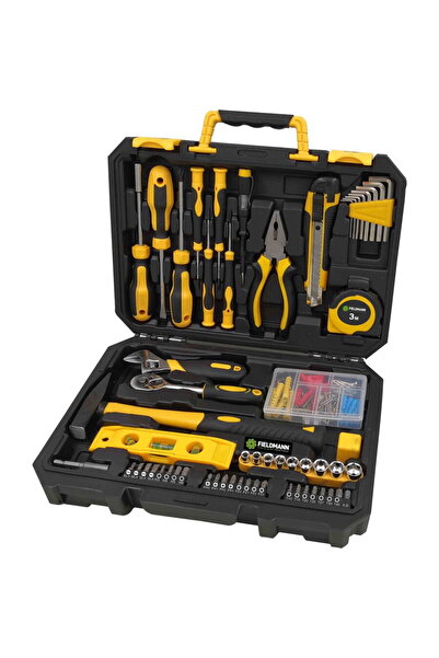 Fieldmann Trusa scule, Metal/Plastic, 138 piese, Negru/Galben