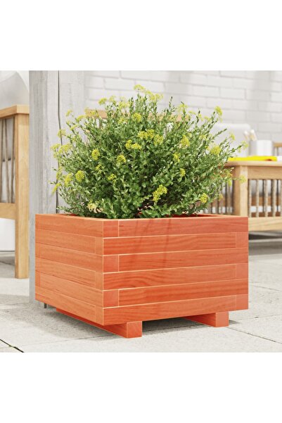 vidaxl Jardiniera gradina, maro ceruit, 40x40x26,5 cm, lemn masiv pin