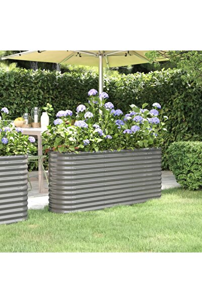 vidaxl Strat inaltat gradina gri 152x40x68cm otel galvanizat