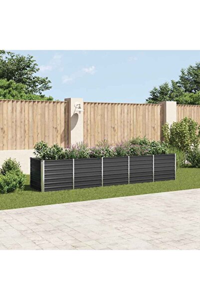 vidaxl Strat inaltat gradina, antracit, 400x80x77 cm, otel galvanizat