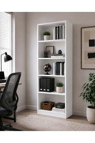 Mossano NSS101 Kitaplık Dolap Çok Amaçlı Dolap Beyaz 180 cm