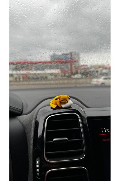 SHHOBİ Yastıkta Yatan Sevimli Pikachu Torpido Süsü - Uyuyan Pikachu Araba Süs...
