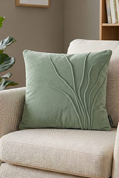 Ju Yaratıcı Tasarım Pillow Cushion Cover Self-Patterned Tree Green