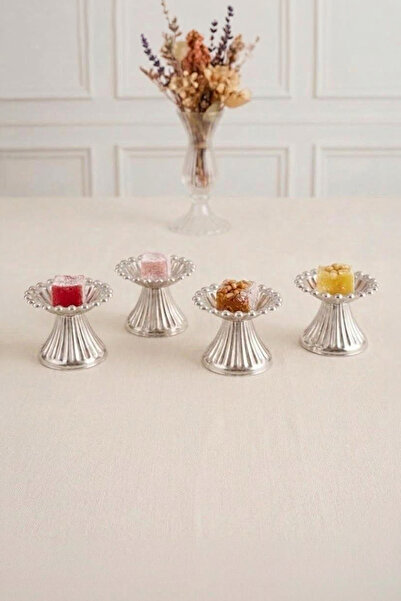 Kitchen Life 4-Piece Beaded Stainless Steel Silver Macaron Bowl, Sugar Bowl, ...