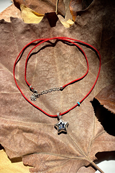 Spossy Silver Jewelry 925 Ayar Gümüş, Gold, Yıldız Nazar Cam Göz Kırmızı İpli...