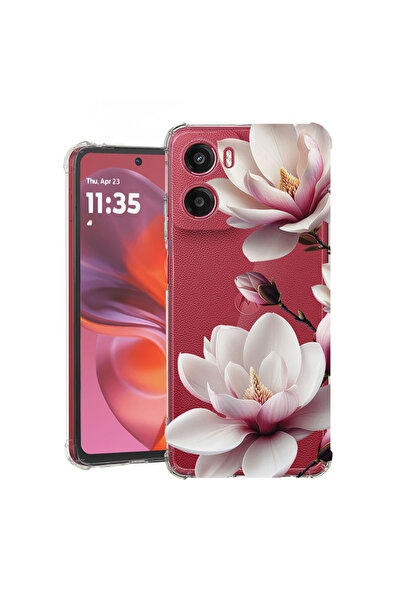 bestcase Противоударен калъф за Motorola Moto G06, Флорален - Розова магнолия...