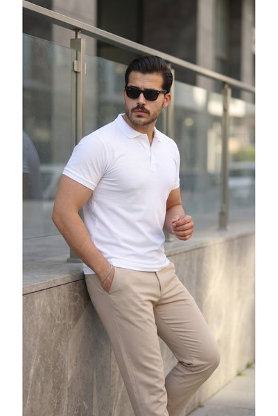 viyamen Men's Modern Cut Basic Polo Neck T-Shirt