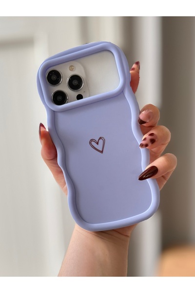 MİRAZ TASARIM IPHONE 17 PRO MAX LİLA KALP BASKILI KILIF