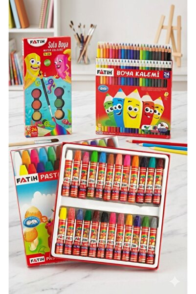 Fatih 24 Renk Boya Seti (Suluboya - Kuruboya - Pastel boya)