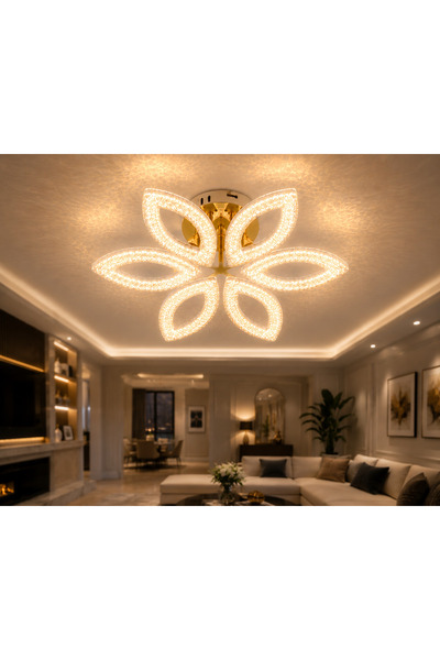 M Mediyamu Aydınlatma Modern LED Plafonyer Avize 6 Oval Başlıklı Gold Renk – ...