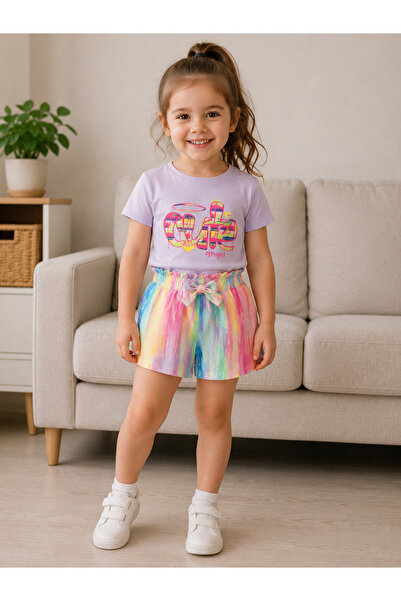SANTRALBEBE Girl's Patterned Shorts Set
