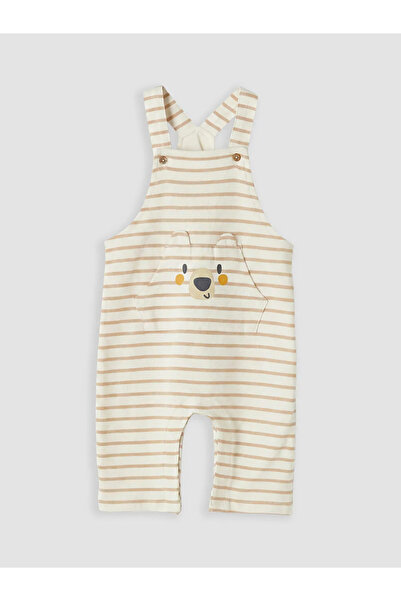 LC Waikiki Ecru Striped Baby Boy Salopet and T-Shirt Set