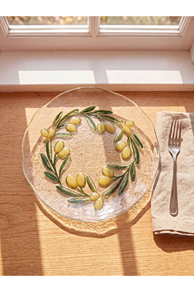 LC Waikiki UZG STORE'dan Stil Sahiplerine Zeytin İşlemeli Cam Pasta Tabağı 21 cm