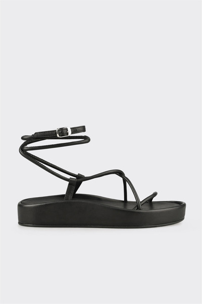 Elle Shoes Siyah Deri Kadın Sandalet