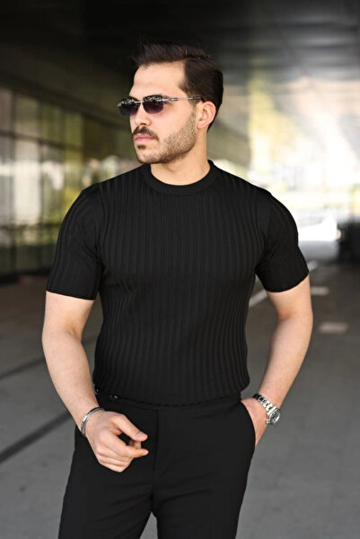 Generic Brand Men's ribbed crew neck short sleeve t-shirt