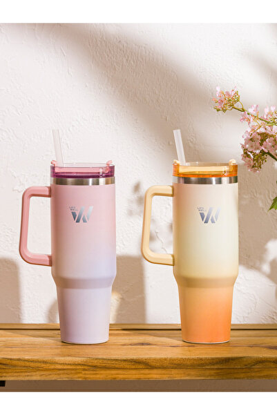 LC Waikiki Sticlă de apă metalică imprimată cu pai 500 ml