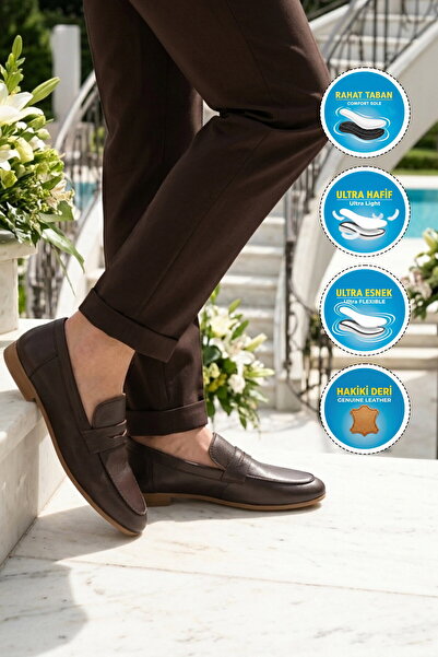 AYAKMOD Brown Genuine Leather Women's Casual Shoes 2078 Z