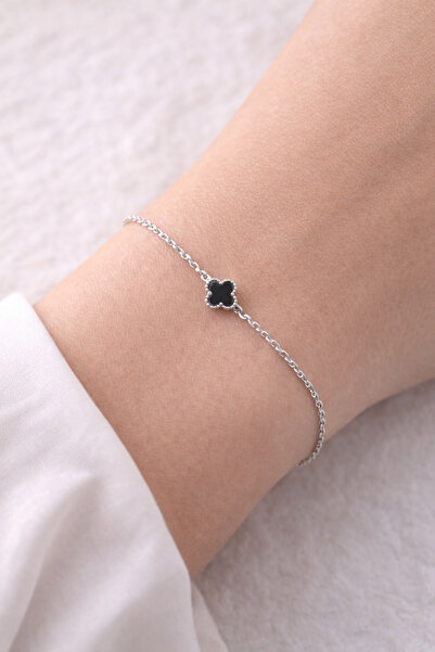 Generic Brand Firsatkoli̇k Minimal Black Clover Figured Silver Color Steel Br...