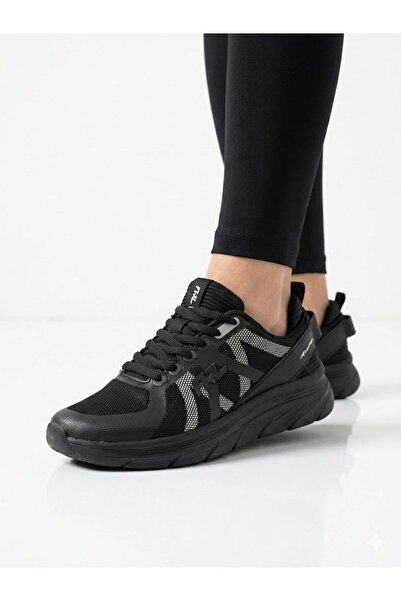 Forelli Women's black orthopedic lightweight sole walking shoes