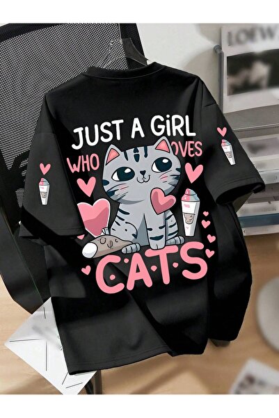 EVIus Tricou pentru fete, din bumbac pieptănat, cu imprimeu „Just a Girl Who ...