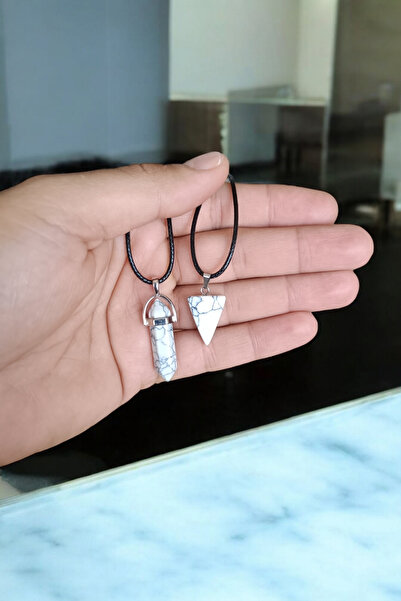 Zodyak Doğal Taş White Turquoise Natural Stone Pendant Original Gemstone Pend...