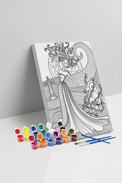 Yatinks Gotik Prenses Desenli Mandala Tuval Boyama Seti 40x50 cm