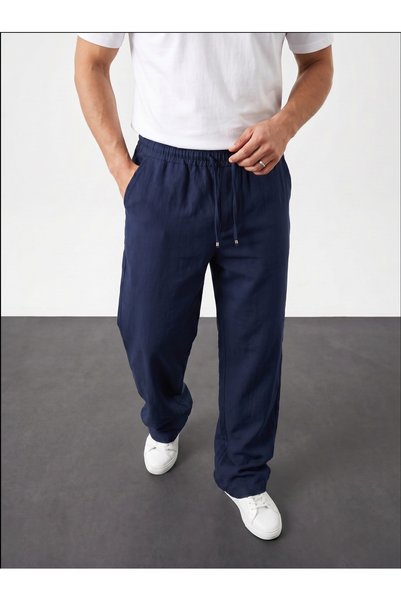 goreels Erkek Rahat Yazlık Bol Keten Baggy Pantolon