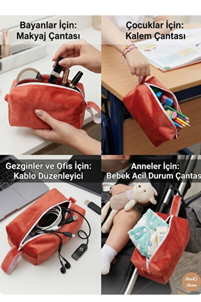HANK Çok Amaçlı Kadife Organizer Çanta - Bebek Acil Durum Çantası, Makyaj Çan...