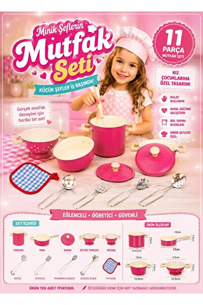 SAZE 11 Piece Toy Kitchen Set Pink Pots and Pans Chef Toys Girls Kitchen Play...