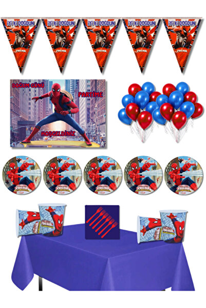 SPIDERMAN Örümcek Adam Doğum Günü Seti 40 Kişilik 50X70 cm Büyük Afişli – Par...