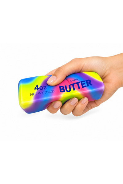 REVO Market Mini Squishy Multicolor cu aspect de unt - Jucărie antistres cu aspect de unt, 13 cm