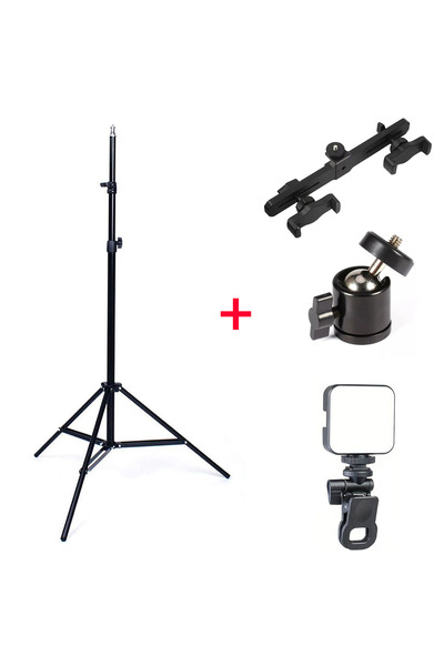 Microcase 4in1 Set 2.1 Metre Tripod + 1/4 360 Dönen Başlık + 2 Telefon Başlık...