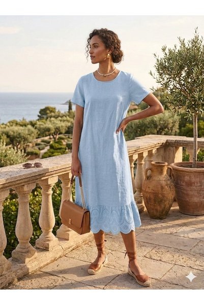 MELTEM COLLECTION فستان من الموسلين مع تنورة مكشكشة