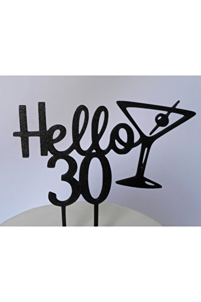 LİYA3D 30 Yaş Pasta Süsü Siyah Kokteyl Temalı Cake Topper – Happy 30 Doğum Gü...