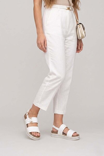 Ayakkabı Fuarı Elit Hml4124 Women's Stoned Flat Sandals White