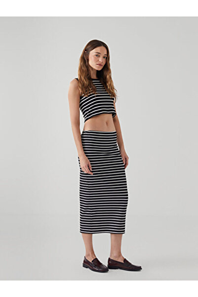LC Waikiki Striped Women's Skirt with Elastic Waist