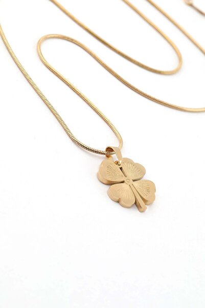 ÖZÇTAKI 316 L Stainless Steel - Antiallergic - Non-Tarnish Gold Clover Necklace