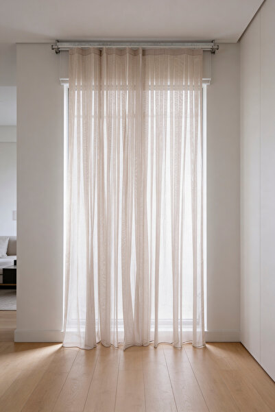 nareen home Krem Tül Perde 200X250 1x3 Pile