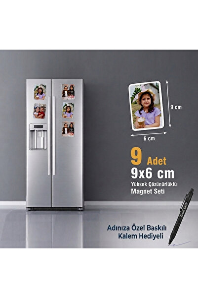 CraftNeova Kişiye Özel Fotoğraflı Magnet Seti - 9 Adet 9x6 cm - PVC Kaplı Su ...