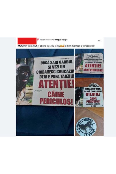 OSM Placă de avertizare: Câine Ciobanesc Caucazian - Interzică intrarea în curte