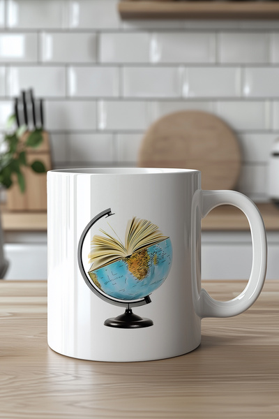 Mio Life 330ml Printed White Ceramic Mug with World Figure, Special for Book ...