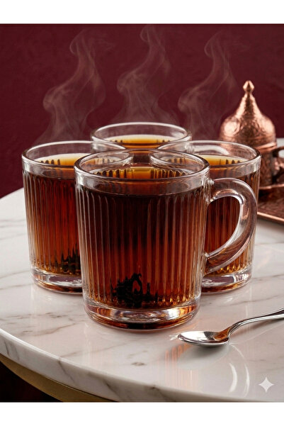 çukurova home 6-Piece Tea-Coffee-Soft Drink Glass with Handle (200 ml)