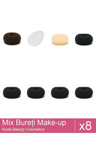 Makeup Set Mix 8 products Sponges: Brown bun sponge - 9 cm diameter, Blonde b...