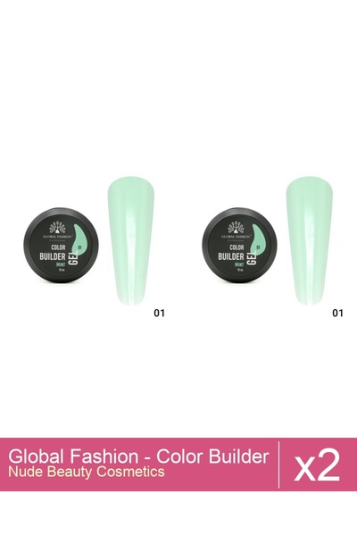 Makeup Set 2x Global Fashion - Color Builder Gel UV 15g, Nr.01-Mint