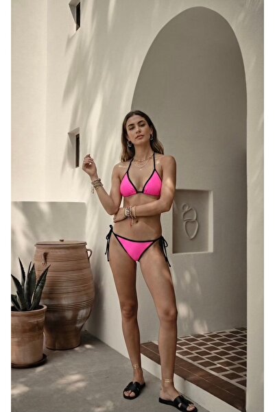 valerio Fuşya Üçgen Bikini Takımı – İp Bağlamalı Minimal Model