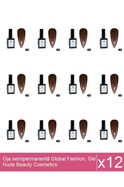 Makeup Set 12x Oja semipermanentă Global Fashion, Gel polish Elite Glow 15 ml...